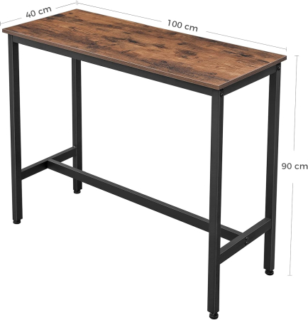 Masa de bar inalta, cadru metalic, design industrial, 100x40x90cm, maro rustic [1]
