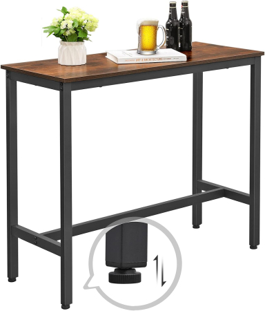 Articole pentru casă - Masa de bar inalta, cadru metalic, design industrial, 100x40x90cm, maro rustic