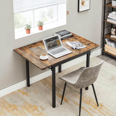 Masa de bucatarie sau living, extensibila, pentru spatii mici, stil industrial, 75x78x85/120cm, maro [1]