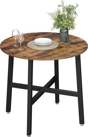 Masa rotunda de bucatarie sau living, stil industrial, 80 x 75 cm (diametru x inaltime), maro rustic [5]