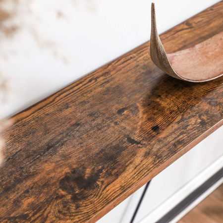 Masa tip consola cu cadru metalic, design industrial, 120x23x74 cm, maro rustic [4]