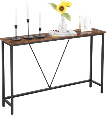 Masa tip consola cu cadru metalic, design industrial, 120x23x74 cm, maro rustic [1]