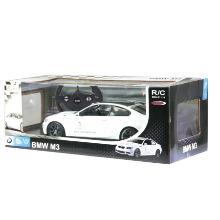 Mașinuțe cu telecomandă - MASINA CU TELECOMANDA BMW M3 ALB CU SCARA 1 LA 14