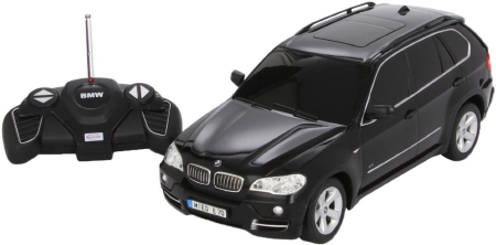 Mașinuțe cu telecomandă - MASINA CU TELECOMANDA BMW X5 NEGRU CU SCARA 1 LA 18