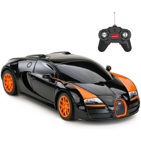 Mașinuțe cu telecomandă - MASINA CU TELECOMANDA BUGATTI GRAND SPORT VITESSE NEGRU CU SCARA 1 LA 18