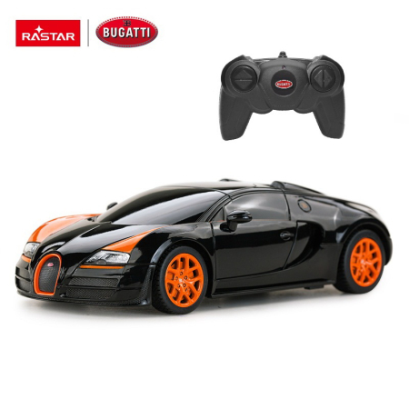 Mașinuțe cu telecomandă - MASINA CU TELECOMANDA BUGATTI GRAND SPORT VITESSE NEGRU CU SCARA 1 LA 24
