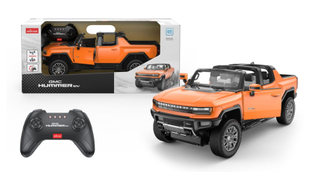 Mașinuțe cu telecomandă - MASINA CU TELECOMANDA GMC HUMMER EV PORTOCALIU SCARA 1 LA 16