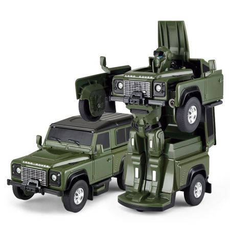 MASINUTA METALICA CONVERTIBILA LAND ROVER DEFENDER VERDE CU SCARA 1 LA 32 [1]