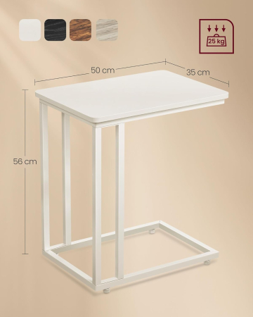 Masuta de cafea, cu cadru de otel si roti, stil industrial, 35x50x60 cm, crem [3]