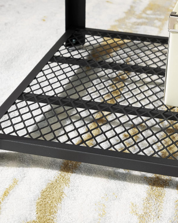 Masuta de cafea, cu cadru metalic, raft de depozitare, pentru living, 45x106x60cm, stil industrial, maro rustic [5]