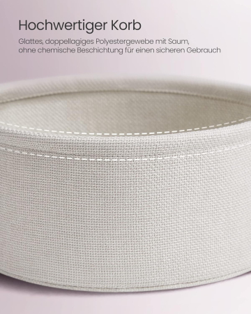 Masuta de cafea rotunda cu cos de stofa, stil modern, 45x50cm, roz cu bej [7]