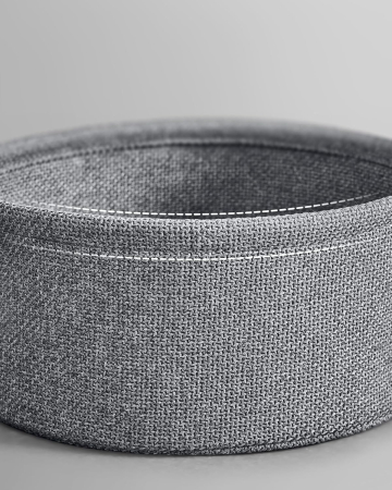 Masuta de cafea rotunda cu cos de stofa, stil modern, 45x75cm, negru cu gri [1]