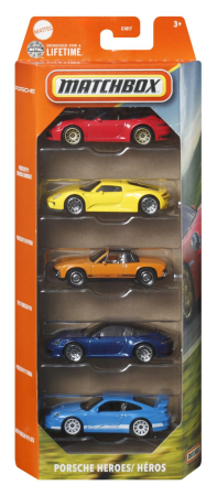 Mașinuțe, Motociclete, Elicoptere, Avioane - MATCHBOX SET 5 MASINUTE METALICE PORSCHE HEROES SCARA 1:64