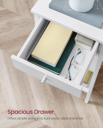 Noptiera cu sertar pentru dormitor, design scandinav, 35x35x70cm, alb [5]