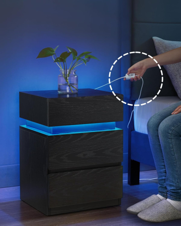 Noptiera din MDF cu iluminare LED, culori si intensitate reglabile, 35x40x55cm, negru [3]