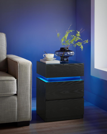 Noptiera din MDF cu iluminare LED, culori si intensitate reglabile, 35x40x55cm, negru [6]