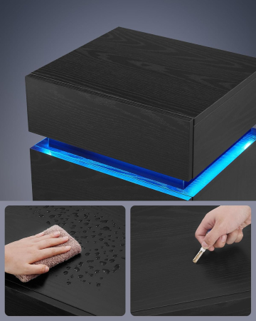 Noptiera din MDF cu iluminare LED, culori si intensitate reglabile, 35x40x55cm, negru [5]