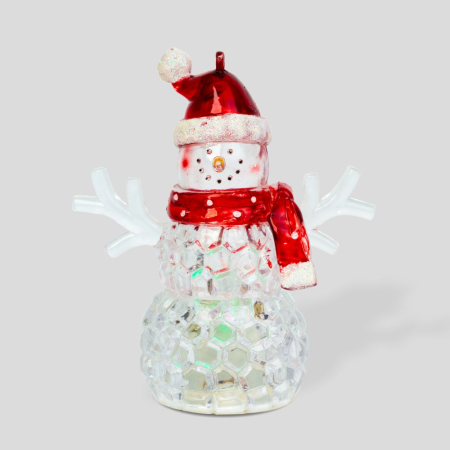 Decoratiuni si accesorii LED - Om de zăpadă de Crăciun cu LED  - roșu - LED RGB - 9 x 8 x 5 cm