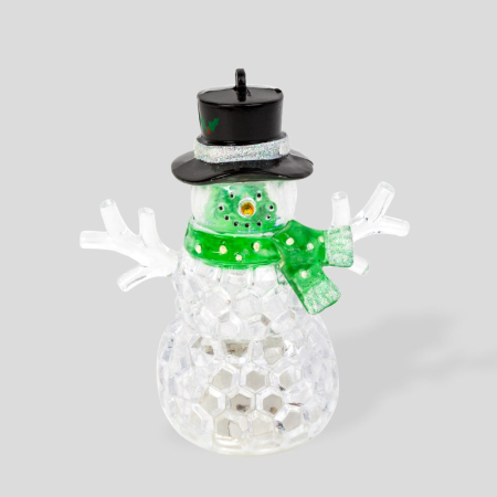 Decoratiuni si accesorii LED - Om de zăpadă de Craciun cu LED  - verde - LED RGB - 9 x 8 x 5 cm