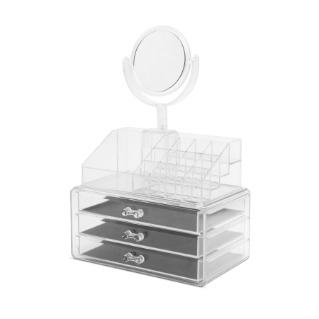 Organizator cosmetic transparent, cu oglindă [1]