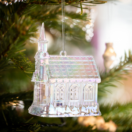 Produse de Crăciun - Ornament de Crăciun - biserică - acrilic - 75 x 100 x 60 mm