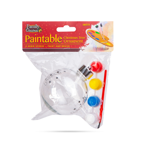 Ornament pentru brad de Crăciun - poate fi pictat - sferă + vopsea și pensulă - 80 mm [2]