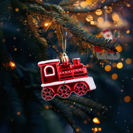 Ornament pentru brad - locomotivă lucioasă - 8 x 6 x 3 cm [1]