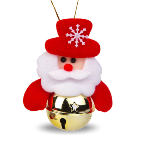 Produse de Crăciun - Ornament pentru brad - Mos Craciun cu clopot - 11 x 10 cm