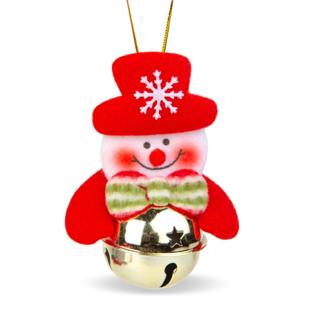 Produse de Crăciun - Ornament pentru brad - Om de zapadă cu clopot - 11 x 10 cm
