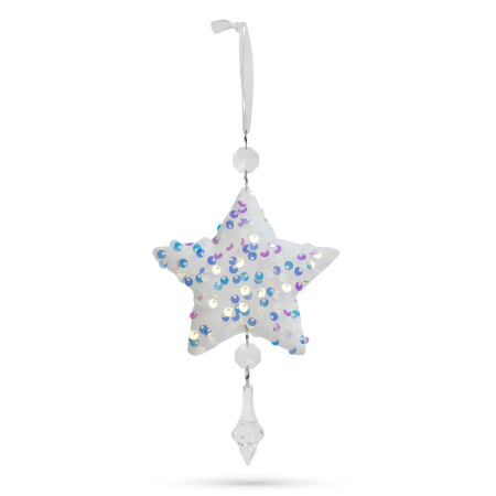 Ornament pentru bradul de Crăciun - stea- irizat, acrilic - cu agățătoare - 2 forme: fulg și stea [3]