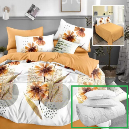 Lenjerii de pat - PACHET PROMO LENJERIE PAT FINET 6 PIESE + 2 PERNE + PILOTĂ (M374)