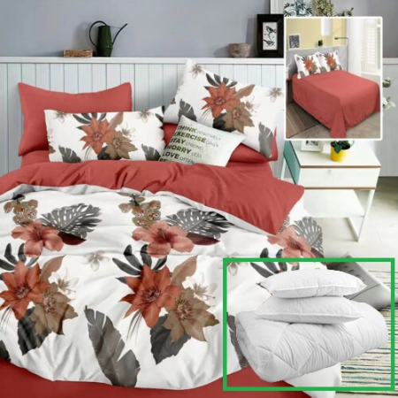 Textile pentru casă - PACHET PROMO LENJERIE PAT FINET 6 PIESE + 2 PERNE + PILOTĂ (M378)