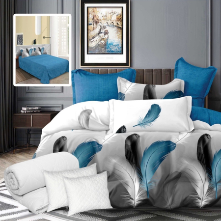 Lenjerii de pat - Pachet promo lenjerie pat finet 6 piese + 2 perne + pilotă (tina v2)