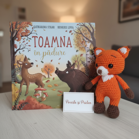 Atelierul Familino - Pachet Carte de Povești & Pluș Handmade - Vulpită Croșetată