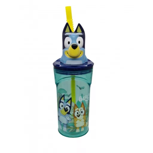 Universul personajelor preferate - Pahar cu pai din plastic 3D, 360 ml, Bluey Splash