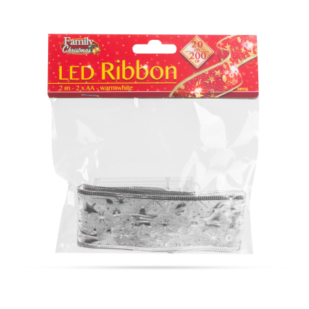 Panglică LED de Crăciun - argintie - 2 m x 5 cm - 2 x AA [2]