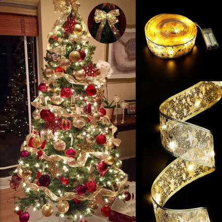 Panglică LED de Crăciun - roșie - 2 m x 5 cm - 2 x AA [1]