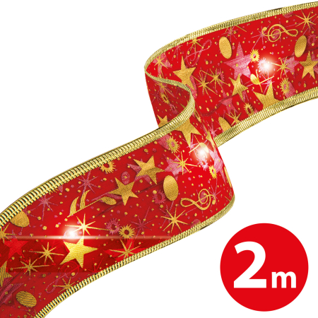 Articole pentru casă - Panglică LED de Crăciun - roșie - 2 m x 5 cm - 2 x AA