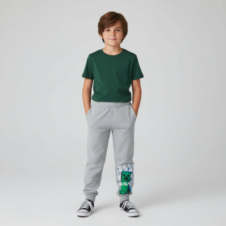 Pantaloni - Pantaloni lungi pentru copii, Minecraft Creeper Gri
