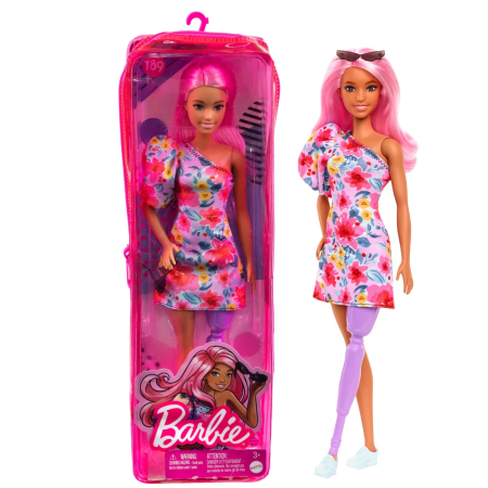 PAPUSA BARBIE FASHIONISTA CU PAR ROZ SI PICIOR PROTETIC [4]