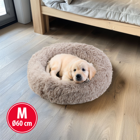 Pat pentru câini - rotund - marimea "M" - 60 cm - maro deschis [1]