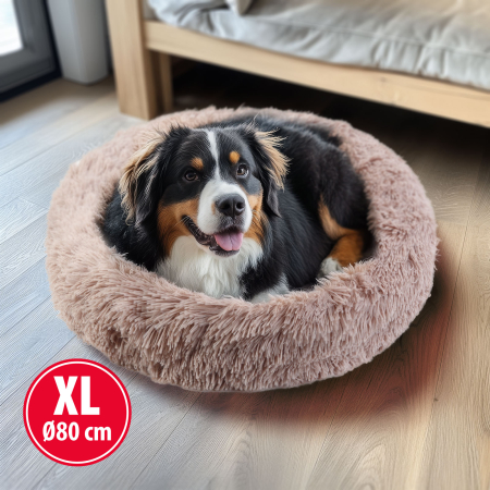 Pat pentru caini - rotund - marimea "XL" - 80 cm - maro deschis [1]