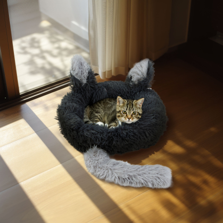 Pat pentru pisici - rotund - 40 cm - negru [1]