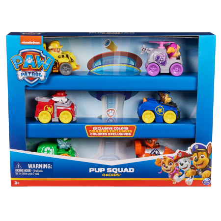 Patrula cățelușilor - PATRULA CATELUSILOR PUP SQUAD RACERS PACHET CADOU 6 VEHICULE DE BAZA
