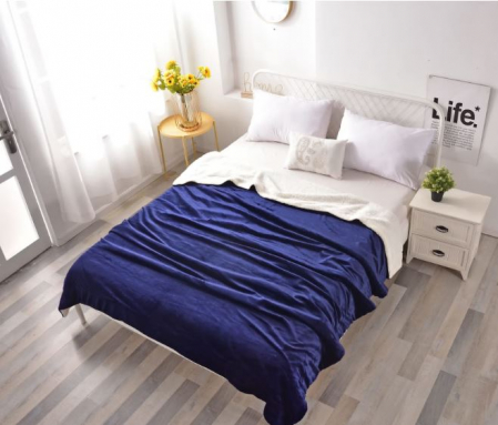 Textile pentru casă - Patura cocolino cu blanita-albastru