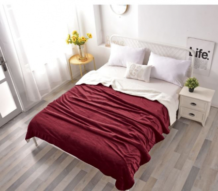 Textile pentru casă - Patura cocolino cu blanita-grena