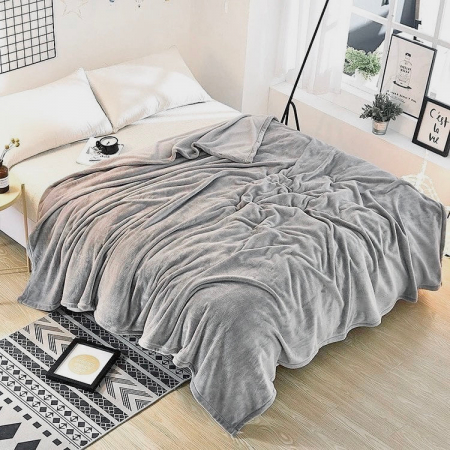 Textile pentru casă - Patura cocolino cu blanita-gri