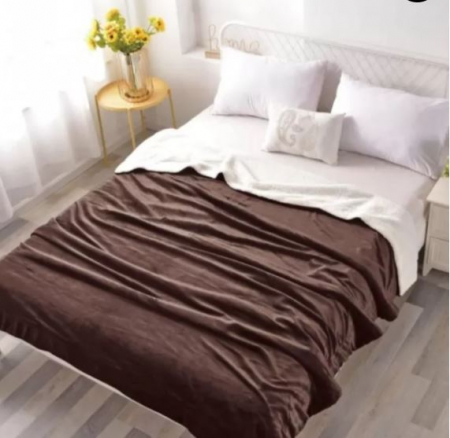 Textile pentru casă - Patura cocolino cu blanita-maro