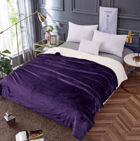 Textile pentru casă - Patura cocolino cu blanita-mov