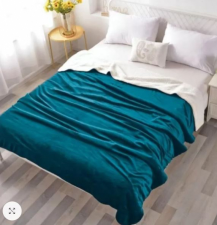 Textile pentru casă - Patura cocolino cu blanita-turkoaz
